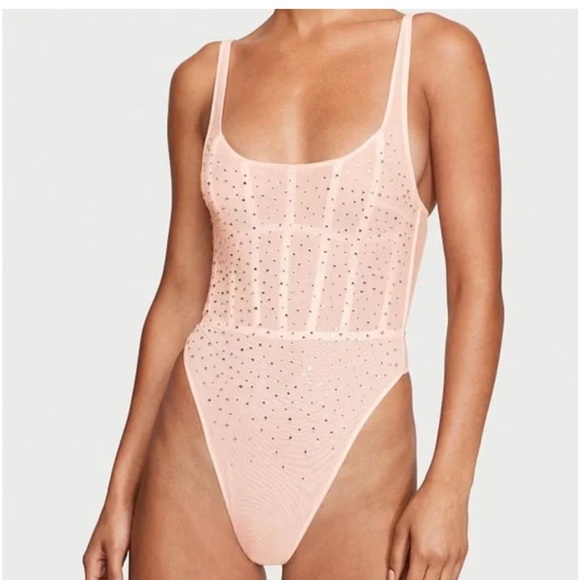 Victoria Secret VERY SEXY Sugar Rhinestone Wicked Corset Teddy Bodysuit Small - Picture 1 of 9